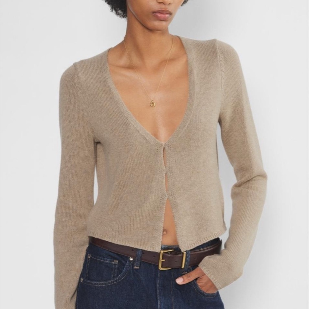 Aritzia Wilfred Basque Beige Cardigan Wool Sweater